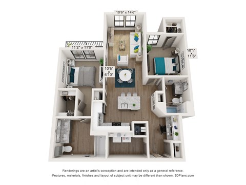 bedroom floor plan | village on the lakes apartments
